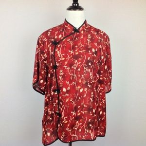 Vintage Member Top Womens XXL Boho Floral Red